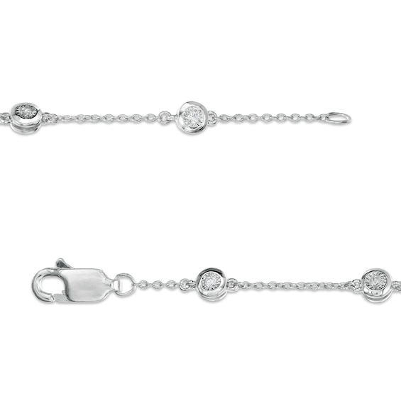 1/10 CT. T.W. Diamond Station Bracelet in Sterling Silver - 7.25"