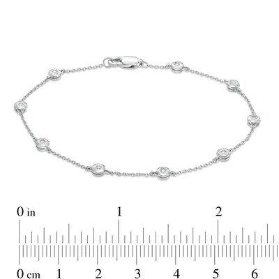 1/10 CT. T.W. Diamond Station Bracelet in Sterling Silver - 7.25"
