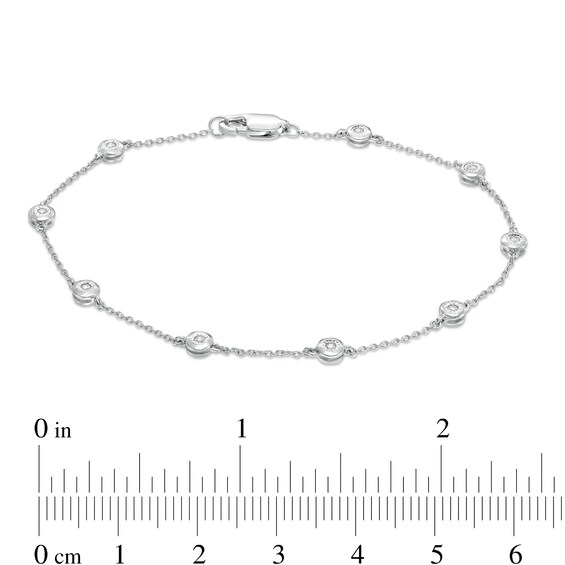 1/10 CT. T.W. Diamond Station Bracelet in Sterling Silver - 7.25"