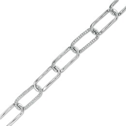1/4 CT. T.W. Diamond Paper Clip Link Bracelet in Sterling Silver - 7.25&quot;
