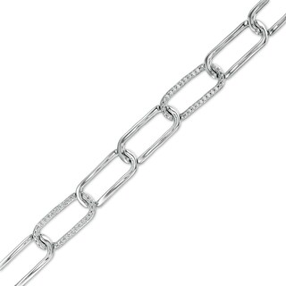 1/4 CT. T.W. Diamond Paper Clip Link Bracelet in Sterling Silver - 7.25"