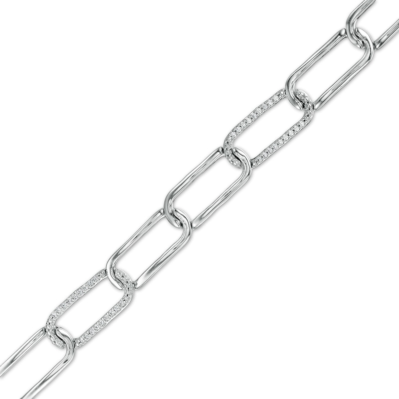 1/4 CT. T.W. Diamond Paper Clip Link Bracelet in Sterling Silver - 7.25"