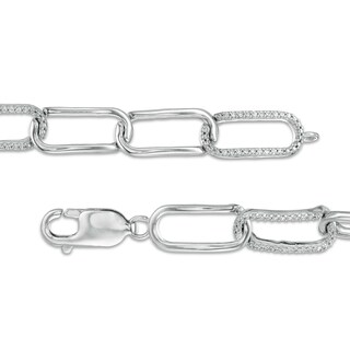 1/4 CT. T.W. Diamond Paper Clip Link Bracelet in Sterling Silver - 7.25"