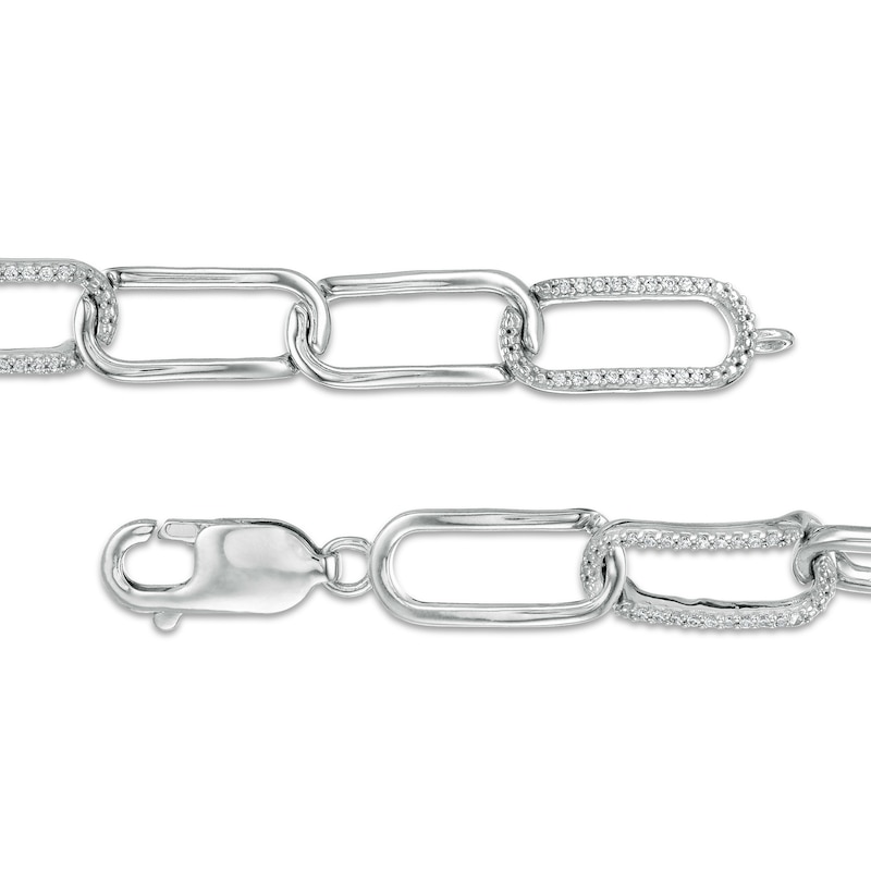 Main Image 2 of 1/4 CT. T.W. Diamond Paper Clip Link Bracelet in Sterling Silver - 7.25"