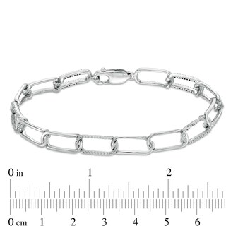 1/4 CT. T.W. Diamond Paper Clip Link Bracelet in Sterling Silver - 7.25"