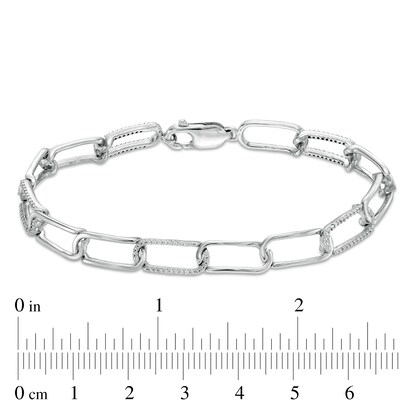 1/4 CT. T.W. Diamond Paper Clip Link Bracelet in Sterling Silver - 7.25"