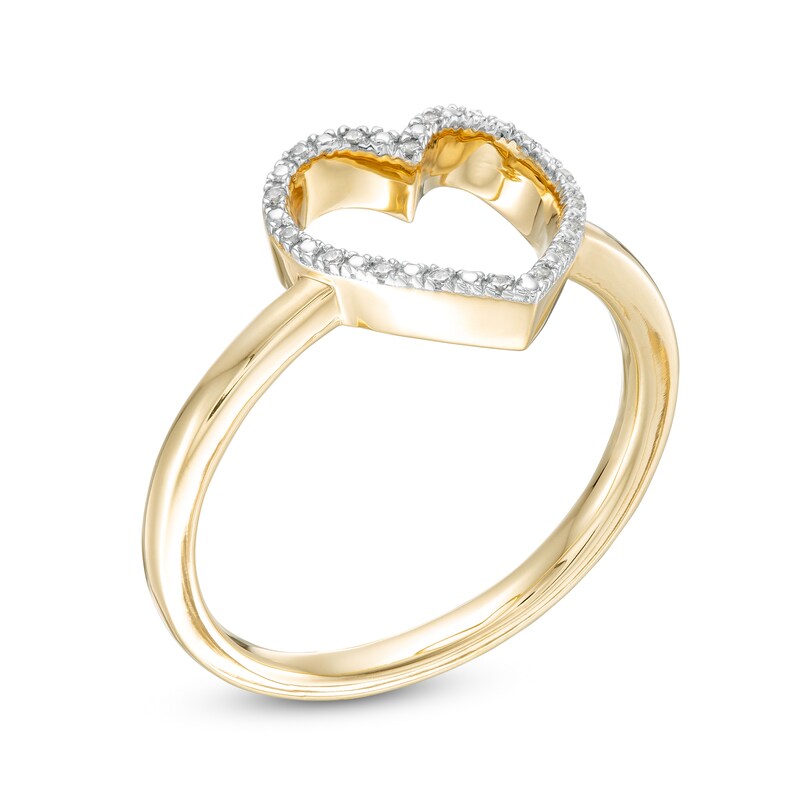 18K Yellow Gold Plated Silver Diamond Heart Bridal Ring Set 1/4 CT Size 7.5 