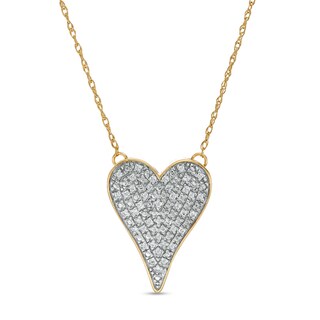 1/10 CT. T.W. Composite Diamond Elongated Heart Necklace in Sterling Silver with 14K Gold Plate