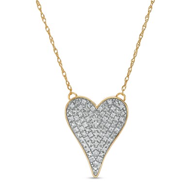 1/10 CT. T.W. Composite Diamond Elongated Heart Necklace in Sterling Silver with 14K Gold Plate