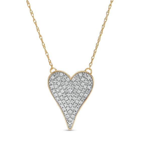 1/10 CT. T.W. Composite Diamond Elongated Heart Necklace in Sterling Silver with 14K Gold Plate