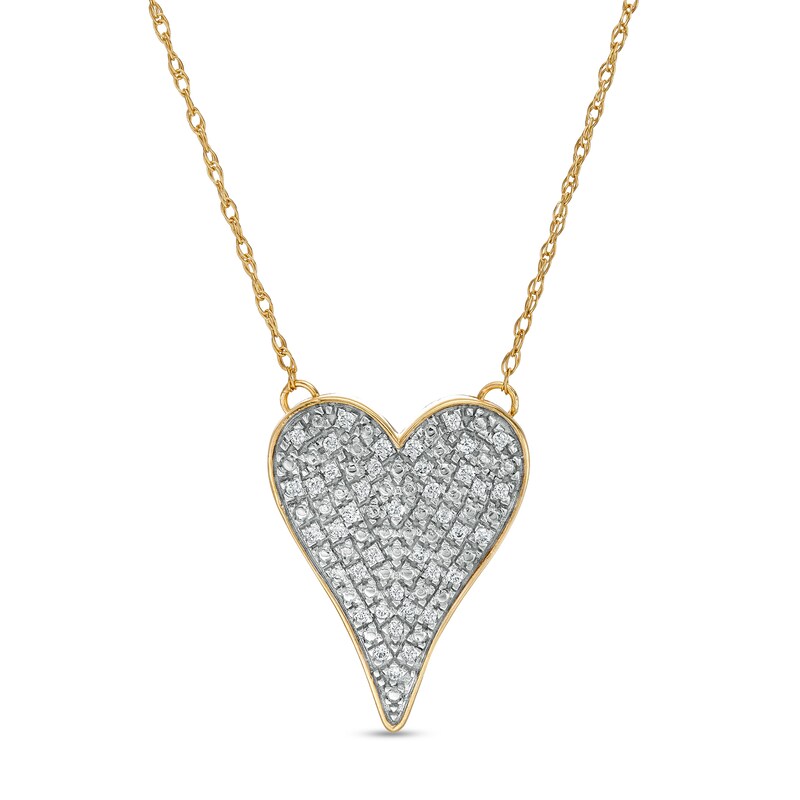 1/10 CT. T.W. Composite Diamond Elongated Heart Necklace in Sterling Silver with 14K Gold Plate