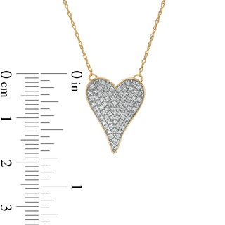 1/10 CT. T.W. Composite Diamond Elongated Heart Necklace in Sterling Silver with 14K Gold Plate