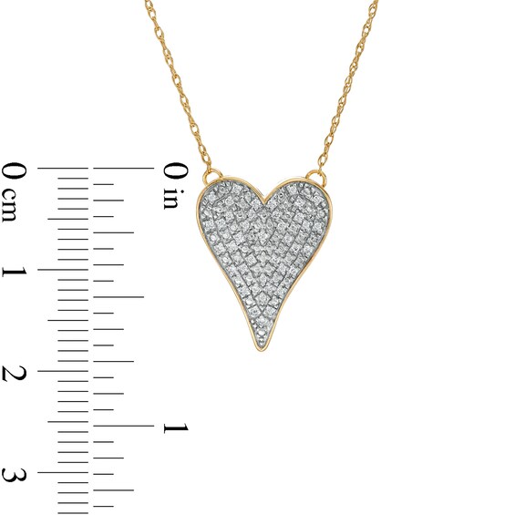 1/10 CT. T.W. Composite Diamond Elongated Heart Necklace in Sterling Silver with 14K Gold Plate
