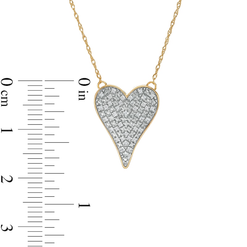 Main Image 2 of 1/10 CT. T.W. Composite Diamond Elongated Heart Necklace in Sterling Silver with 14K Gold Plate