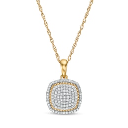 1/4 CT. T.W. Cushion Composite Diamond Frame Vintage-Style Pendant in 10K Gold