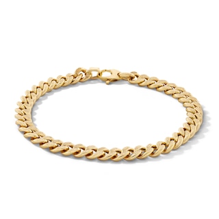 Made in Italy Reversible 7mm Curb Chain in 10K Hollow Gold – 8.5"