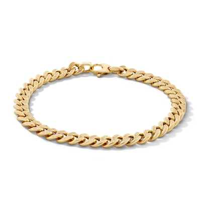 Made in Italy Reversible 7mm Curb Chain in 10K Hollow Gold – 8.5"