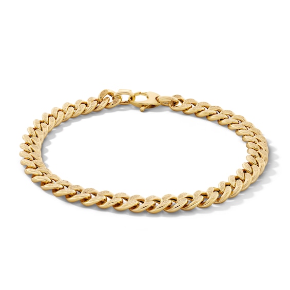 Made in Italy Reversible 7mm Curb Chain in 10K Hollow Gold – 8.5"