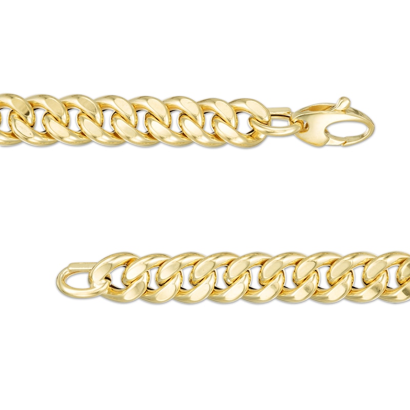 Made in Italy Reversible 7mm Curb Chain in 10K Hollow Gold – 8.5"