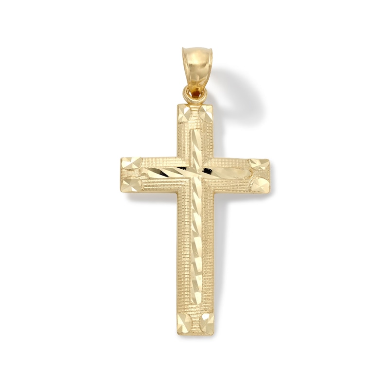 Diamond-Cut Faceted Cross Necklace Charm in 10K Solid Gold