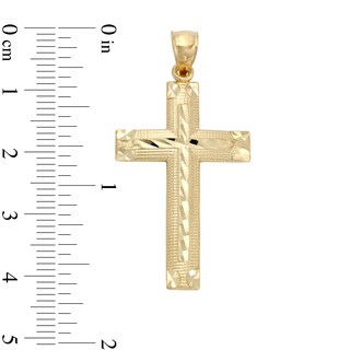 Diamond-Cut Faceted Cross Necklace Charm in 10K Solid Gold