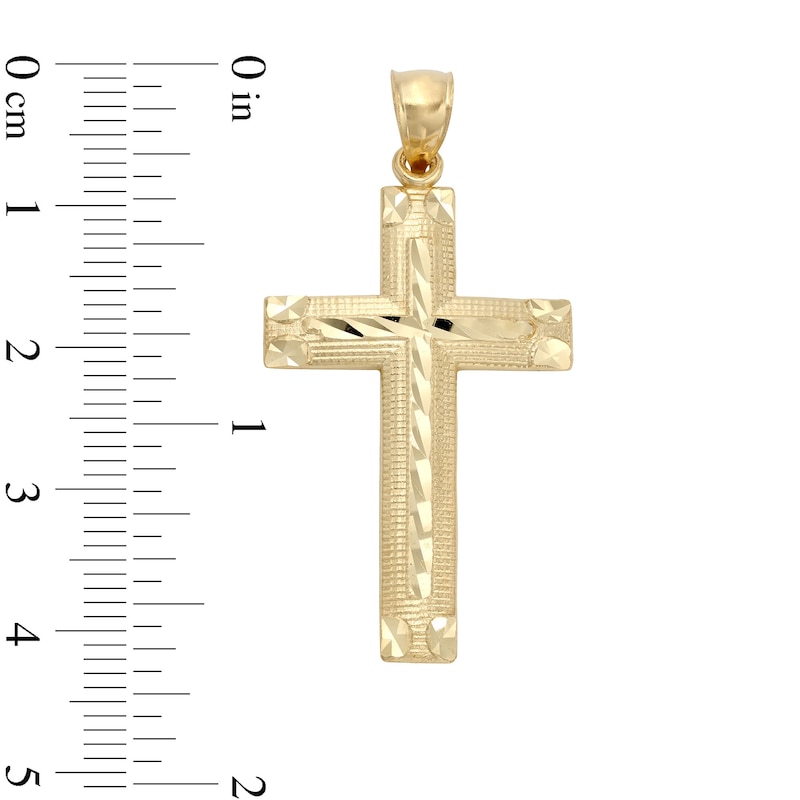 Diamond-Cut Faceted Cross Necklace Charm in 10K Solid Gold