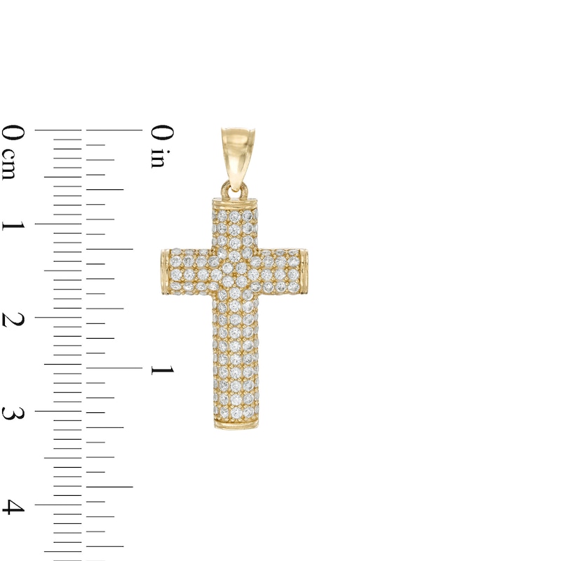 Main Image 2 of Cubic Zirconia Pavé Rounded Cross Necklace Charm in 10K Solid Gold
