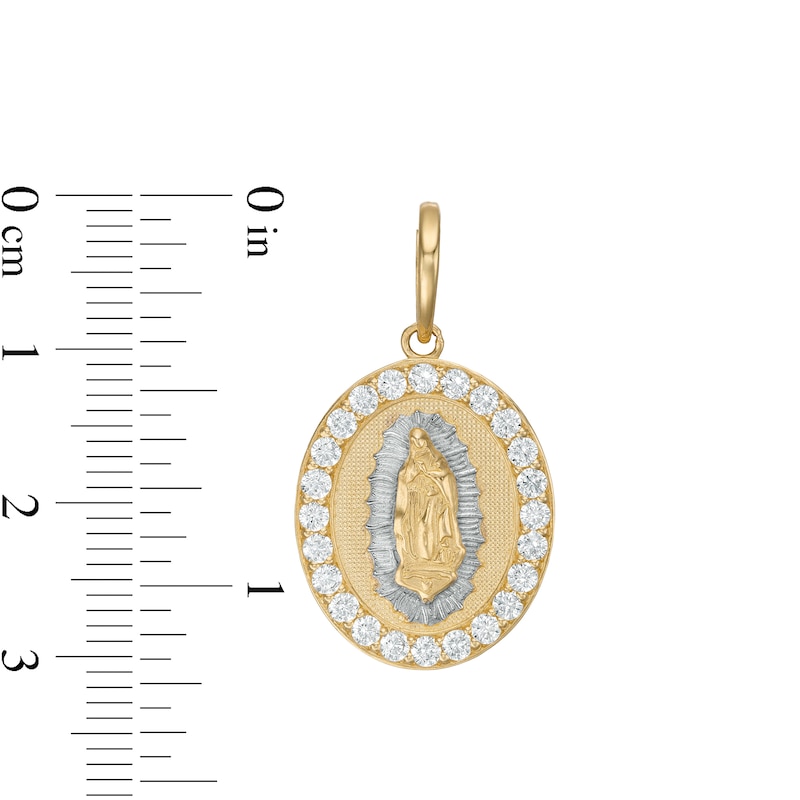 Main Image 2 of Cubic Zirconia Frame Our Lady of Guadalupe Oval Two-Tone Necklace Charm in 10K Solid Gold