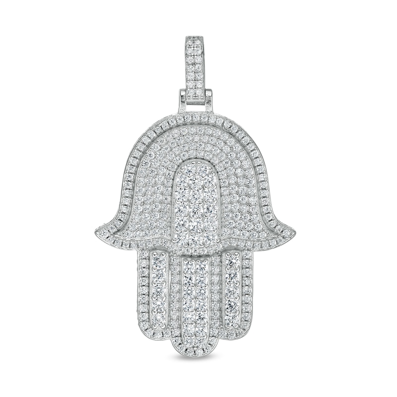 Sterling Silver CZ Pavé Hamsa Necklace Charm