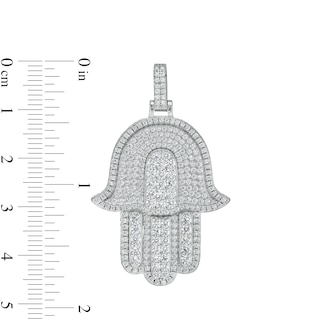 Sterling Silver CZ Pavé Hamsa Necklace Charm