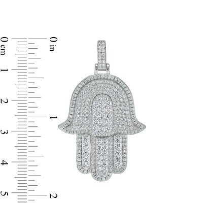 Sterling Silver CZ Pavé Hamsa Necklace Charm