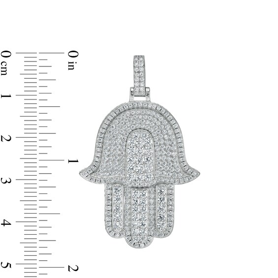 Sterling Silver CZ Pavé Hamsa Necklace Charm