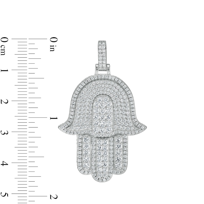 Cubic Zirconia Pavé Hamsa Necklace Charm in Solid Sterling Silver