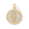 Thumbnail Image 1 of Lion Head Curb Chain Frame Medallion Two-Tone Necklace Charm in 10K Solid Gold