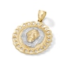 Thumbnail Image 5 of Lion Head Curb Chain Frame Medallion Two-Tone Necklace Charm in 10K Solid Gold