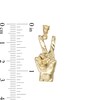 Thumbnail Image 2 of Diamond-Cut Peace Hand Sign Necklace Charm in 10K Solid Gold