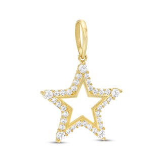 Cubic Zirconia Star Outline Charm Pendant in 10K Solid Gold