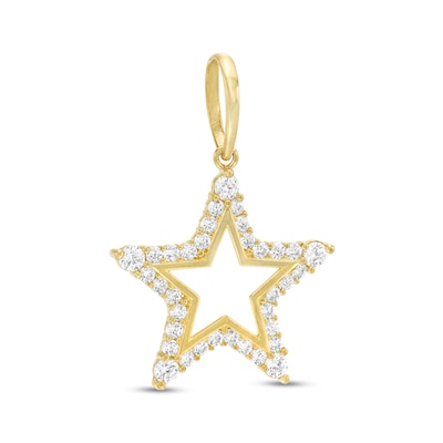 Cubic Zirconia Star Outline Charm Pendant in 10K Solid Gold