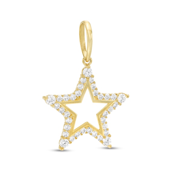 Cubic Zirconia Star Outline Charm Pendant in 10K Solid Gold