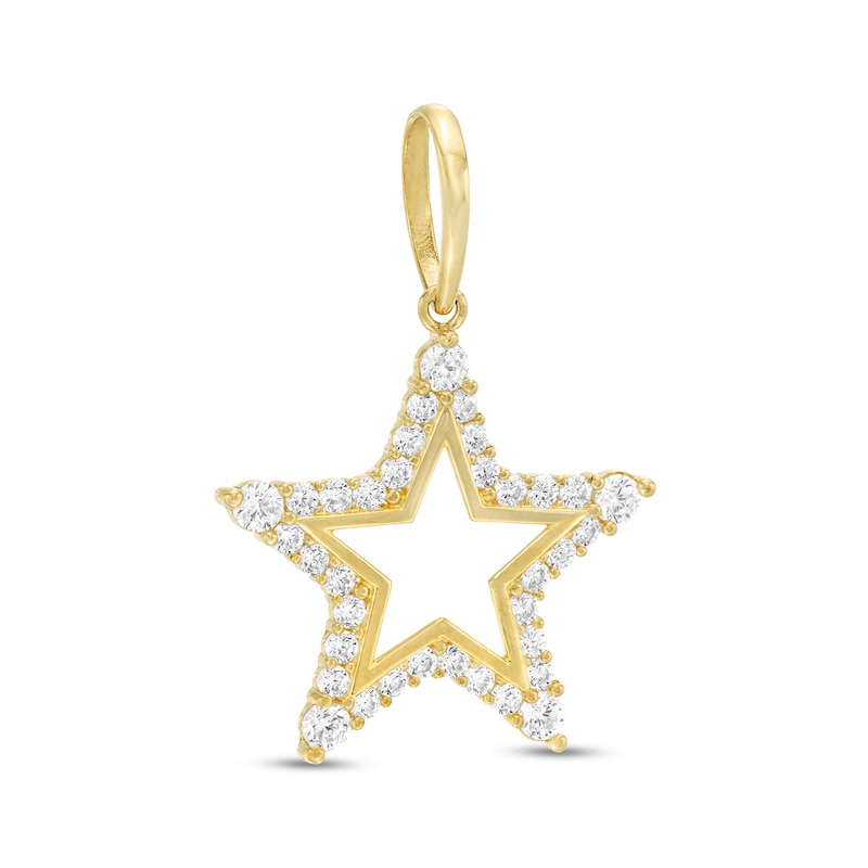 Cubic Zirconia Star Outline Charm Pendant in 10K Solid Gold