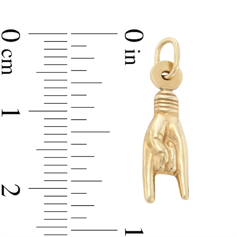Mano Cornuto Italian Good Luck Hand Sign Necklace Charm in 10K Stamp Hollow Gold