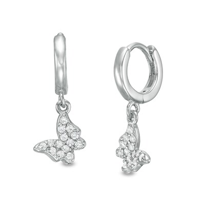 Child's Cubic Zirconia Butterfly Drop Earrings in Sterling Silver