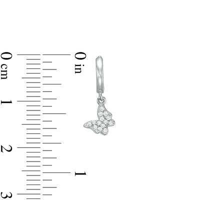 Child's Cubic Zirconia Butterfly Drop Earrings in Sterling Silver