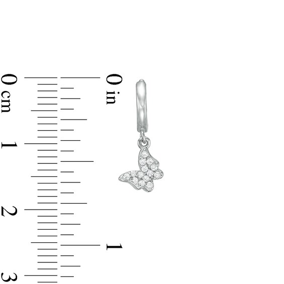Child's Cubic Zirconia Butterfly Drop Earrings in Sterling Silver
