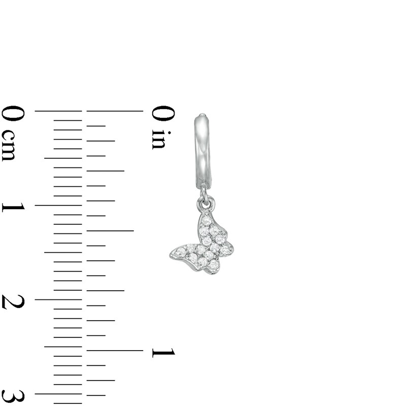 Main Image 2 of Child's Cubic Zirconia Butterfly Drop Earrings in Sterling Silver