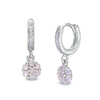 Thumbnail Image 1 of Child's Lab-Created Pink Opal Cluster Drop Earrings in Sterling Silver