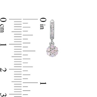 Child's Lab-Created Pink Opal Cluster Drop Earrings in Sterling Silver