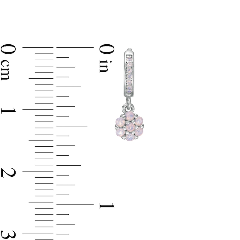 Main Image 2 of Child's Lab-Created Pink Opal Cluster Drop Earrings in Sterling Silver