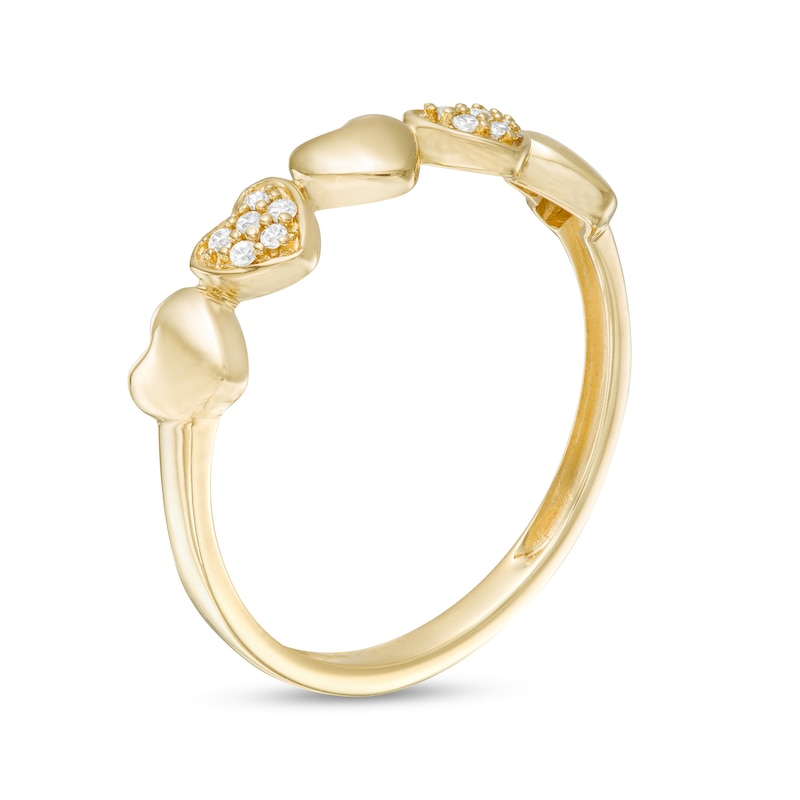 Made in Italy Child's Composite Cubic Zirconia Alternating Heart Ring in 10K Gold – Size 4