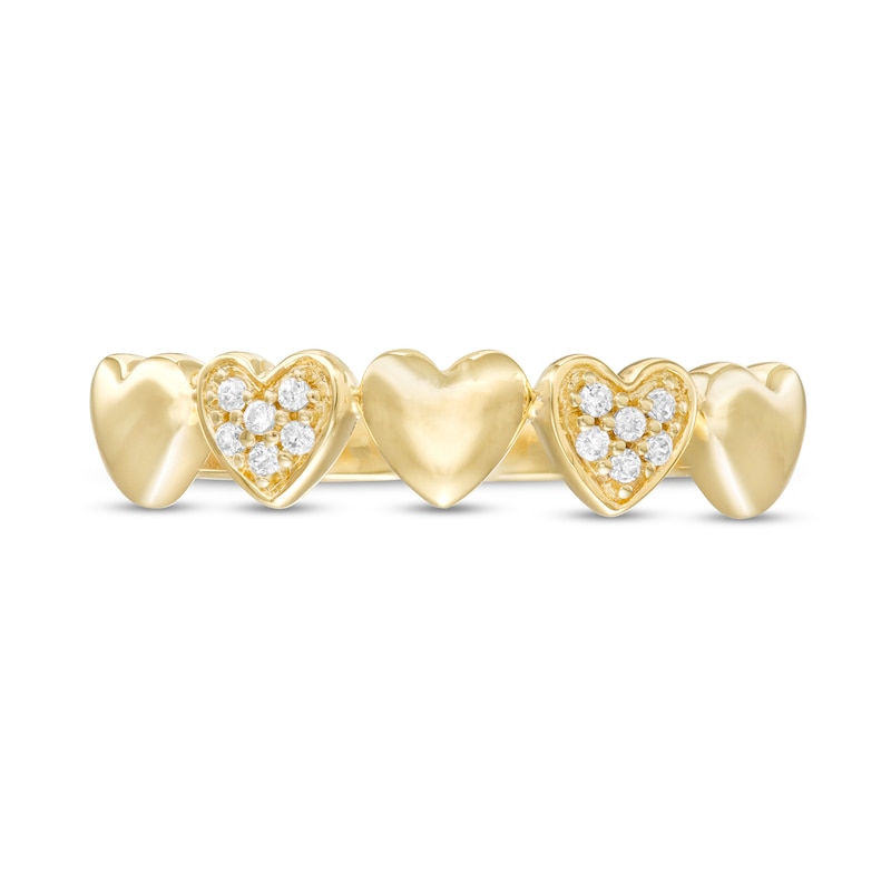 Made in Italy Child's Composite Cubic Zirconia Alternating Heart Ring in 10K Gold – Size 4